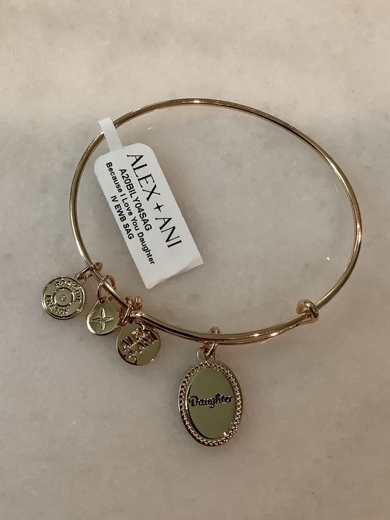 Alex And Ani Gold Charm Bangle With Daughter Oval Pendant Brand New